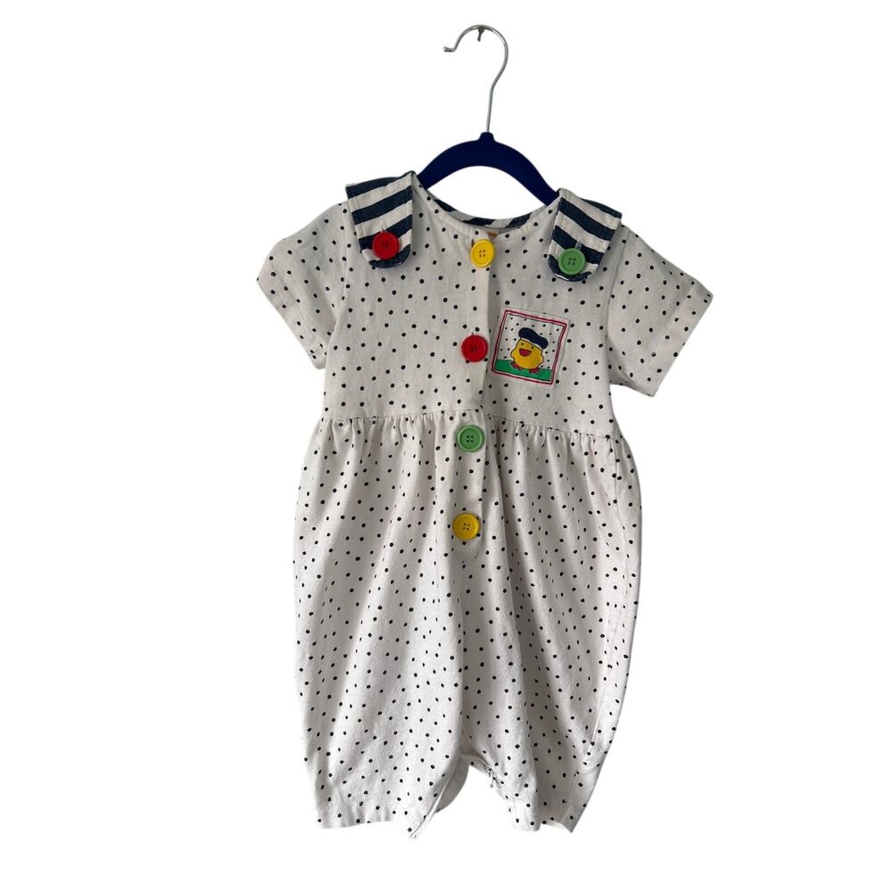 VTG Sweet Potatoes Polka Dot Duck Romper 24M